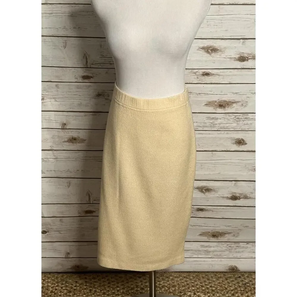 Vintage St. John Collection classic office siren cream knit pencil skirt Size 12